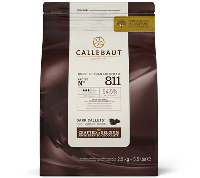Bolsa de 2,5Kg de la coberturas de chocolate negro 811 55% de cacao de la marca Callebaut
