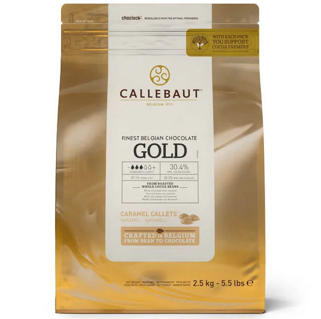 Bolsa de cobertura de chocolate Gold, Chocolate de sabor caramelo y sal