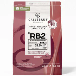 Bolsa de 2,5Kg de cobertura de chocolate Ruby de la marca Callebaut