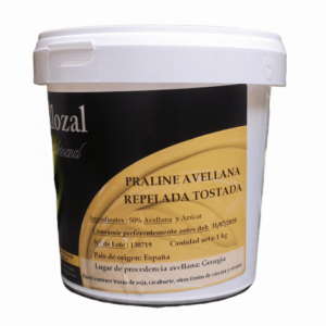 Bote de 1 Kg de praliné de avellana tostada artesanal