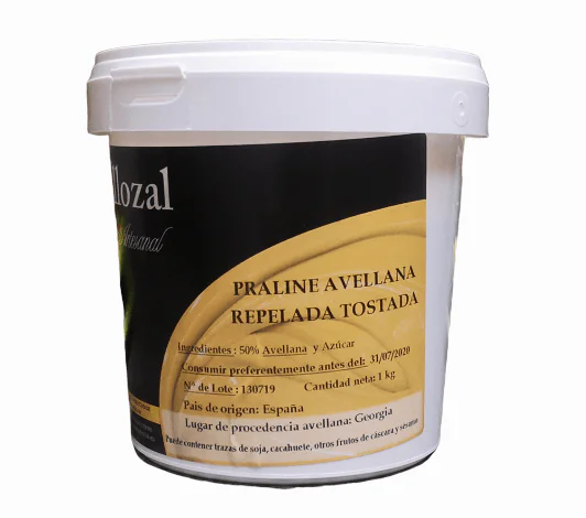 Bote de 1 Kg de praliné de avellana tostada artesanal
