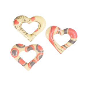 Triple Corazones Rosas Chocolate Blanco en caja