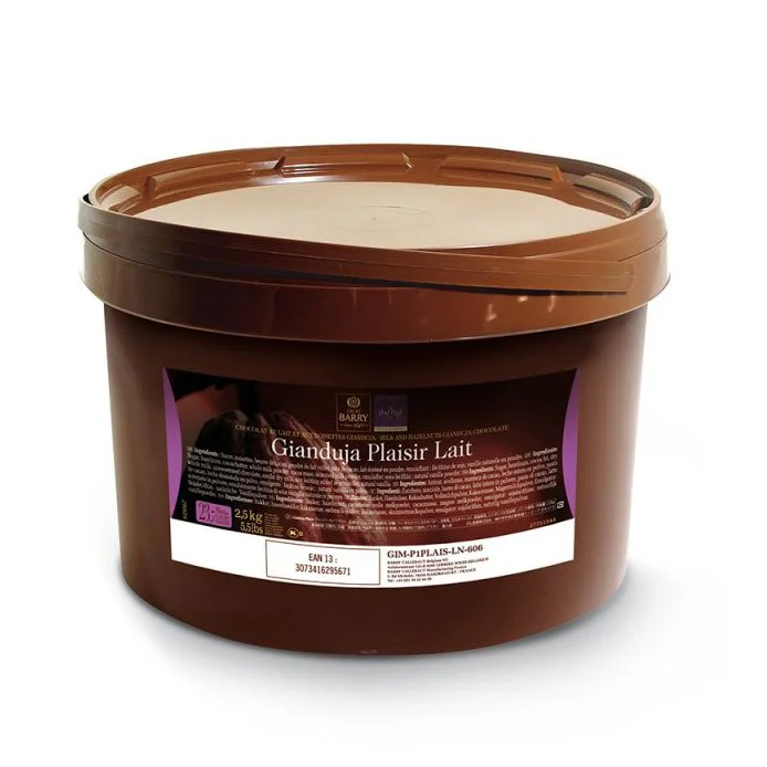 mezcla refinada de chocolate y avellana en cubo de 2,5Kg